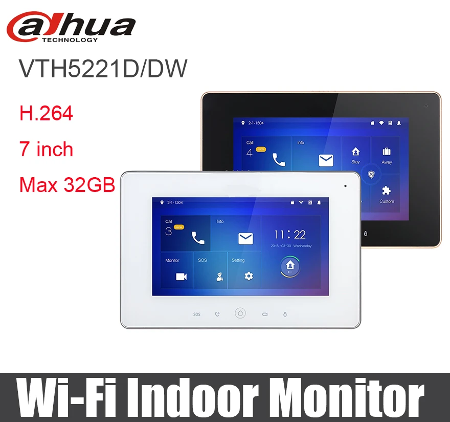 

DAHUA VTH5221D/DW Video Intercom 7 inches Wi-Fi Indoor Monitor black&white H.264 vth5221d/vth5221dw