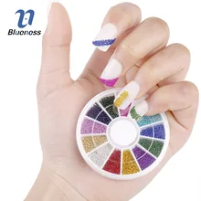 Nail Art Rhinestones 12 Color Steel Bead Studs For Nails Design Wheel Charms 3D Nail Art