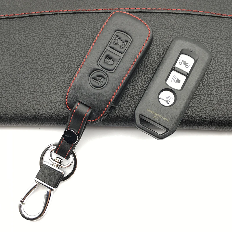 Rear leather motor key cover protection kit skin for Honda 2016 PCX 125