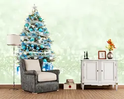 Papel де parede Рождественская елка подарки, шары Новый год обои, ресторан гостиная бар ТВ диван стены kids'room кухня 3d росписи