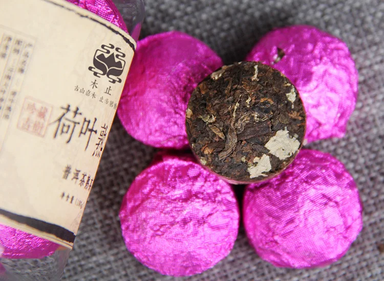 100 г/банка, самый старый чай пуэр, китайский спелый чай из листьев лотоса Юньнань, зеленый чай для здоровья, для похудения