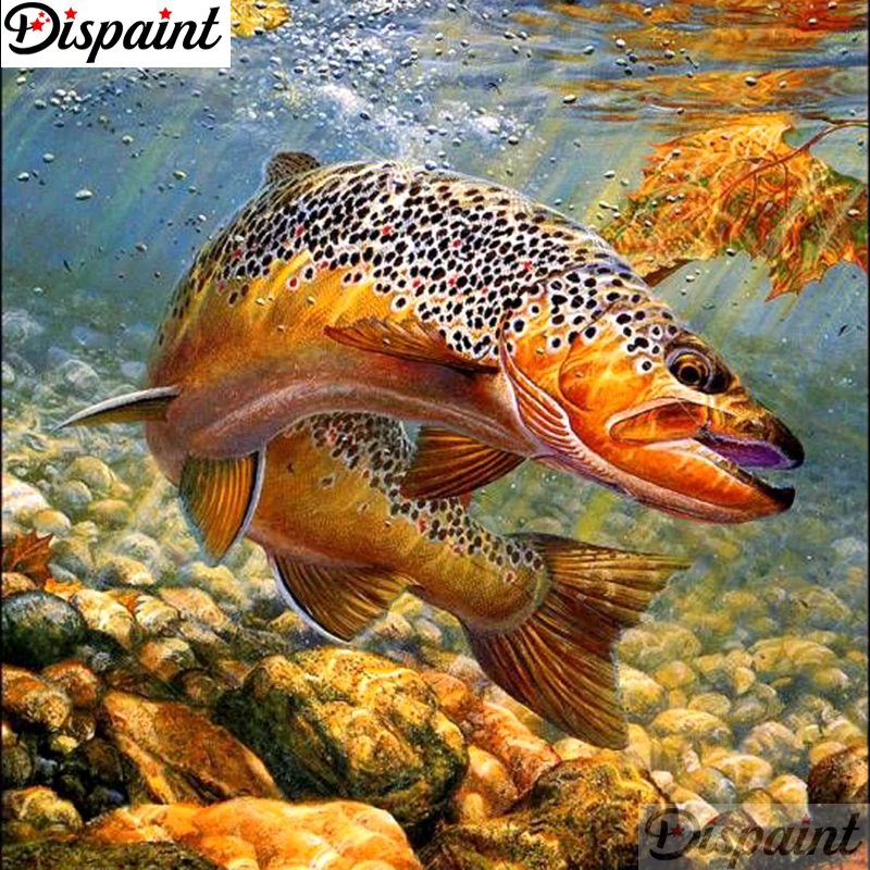 

Dispaint Full Square/Round Drill 5D DIY Diamond Painting "Animal fish" Embroidery Cross Stitch 3D Home Decor A11631