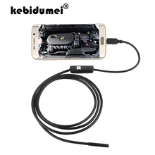 Kebidumei мини камера USB 1 м/7 мм объектив жесткий осмотр змеиная трубка Водонепроницаемый эндоскоп с 6 светодиодный бороскоп для андроида новейший