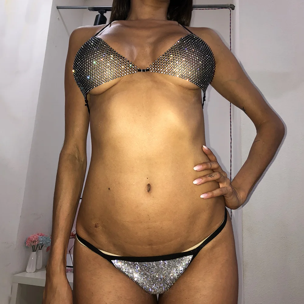 

Sexy summer Bling bodysuit women Metal diamond rompers womens jumpsuit Two piece beach Luxury nightclub Party sequins playsuit