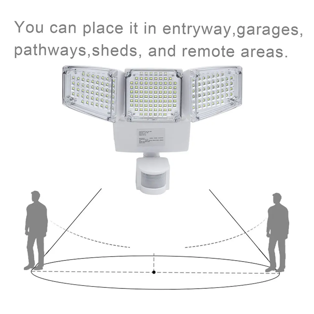 188 светодиодов, тройная головка, солнечная энергия, движения, индуктивный, 1000 лм, светильник, водонепроницаемый, яркий светильник, открытый, дорожка, декор двери, JY1721-188, распродажа
