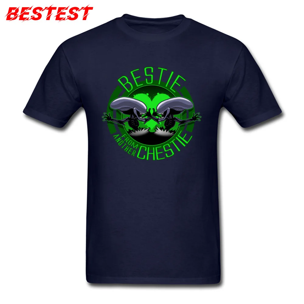 Bestie from another chestie Round Collar T Shirt Autumn Tops T Shirt Short Sleeve Newest 100% Cotton Unique Tshirts Normal Men Bestie from another chestie navy