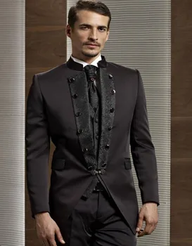 

2017 New Men's Fashion Casual Suits Sets Tailored Made Brown Groom Tuxedos Groomsmen Suits (Jacket+Pants+Vest) K:495
