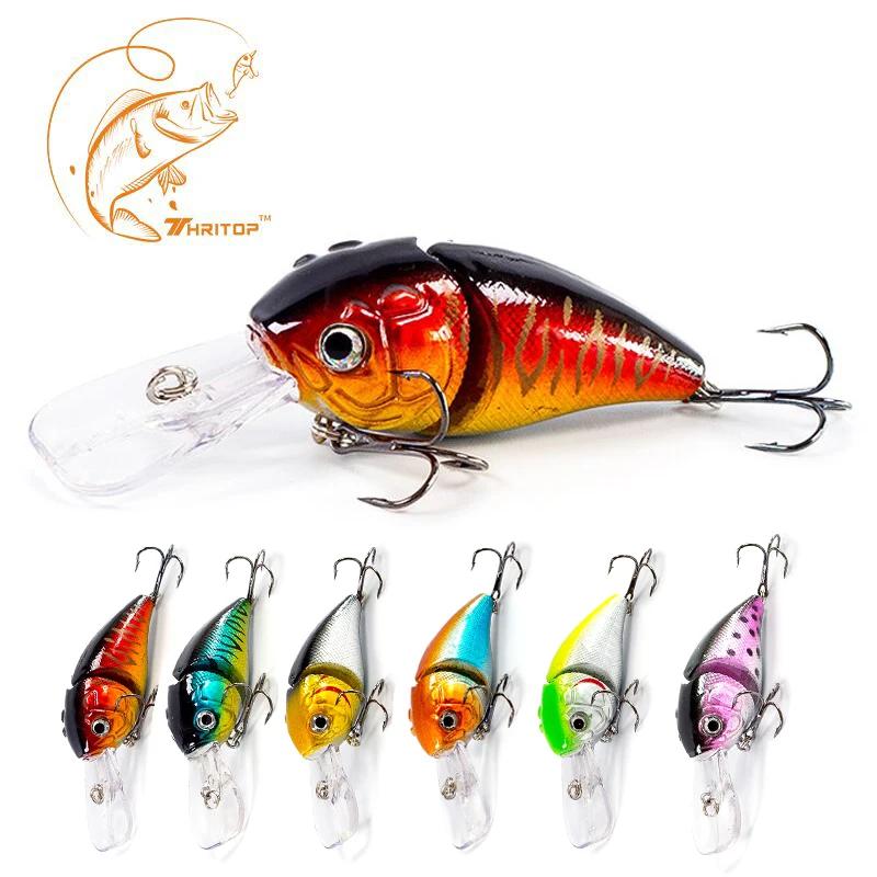 

Thritop Top Fishing Lures Hard Bait 3d Eyes Sharp Hook 85mm 14g,6 Various Colors TP001 Crank Bait Fishing Wobbler Tools