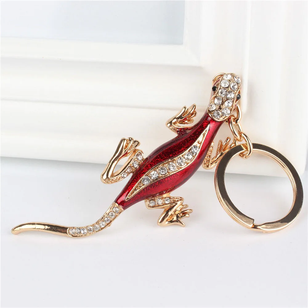 

Gecko Wall Lizard Pendant Charm Rhinestone Crystal Purse Bag Keyring Key Chain Accessories Wedding Party Lover Friend Gift