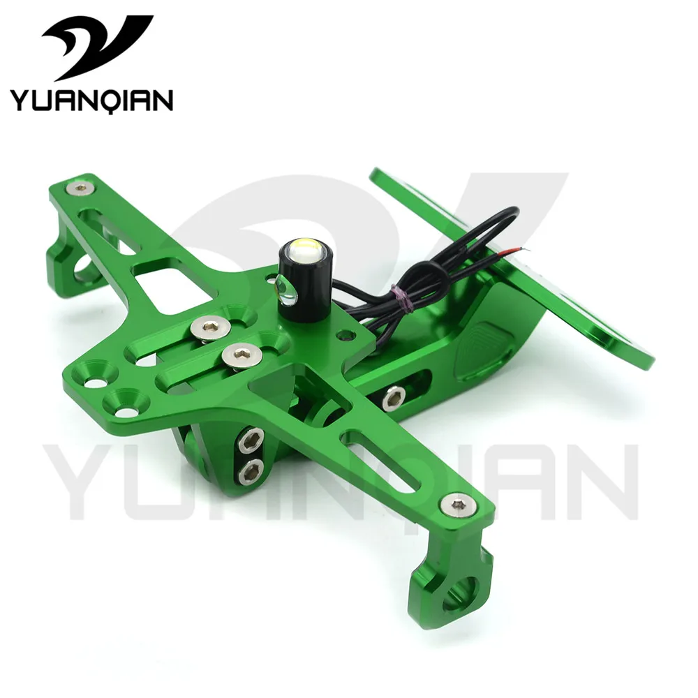 Universal Motorcycle  Moto cnc Aluminum License Number Plate Frame Holder Bracket with light FOR Kawasaki ER6N ER6F ER-6N ER-6F