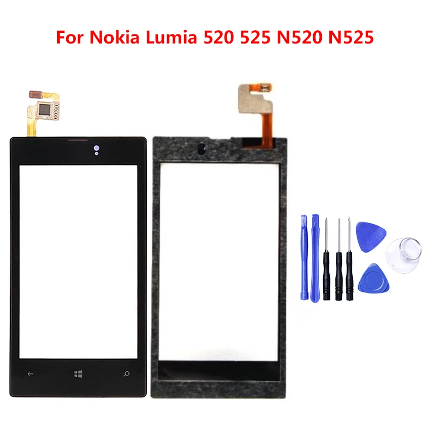 

Front Touch Panel Digitizer Sensor For Nokia Lumia 520 525 N520 N525 Touch Screen Outer Glass Display Sensor Lens Repair Toolkit