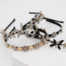 Baroque simple small particle geometry rhinestone pearl dance street shooting leisure travel headband 952