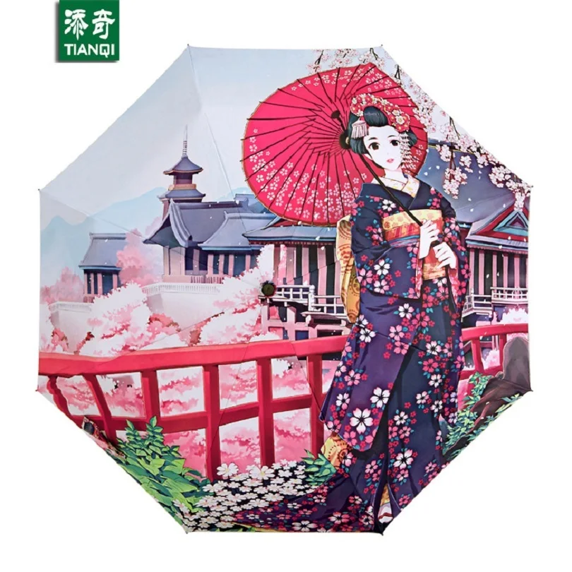 

Romantic cherry Creative Pattern 3 Folding women umbrella double Thickening sunshade umbrella uv umbrella,SKU 04A1C59