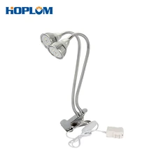 Светодиодный светильник для выращивания растений с двумя головками, полный спектр, 60 Вт, настольная клипса с гибким поворотом 360, двойной переключатель включения/выключения для комнатных растений