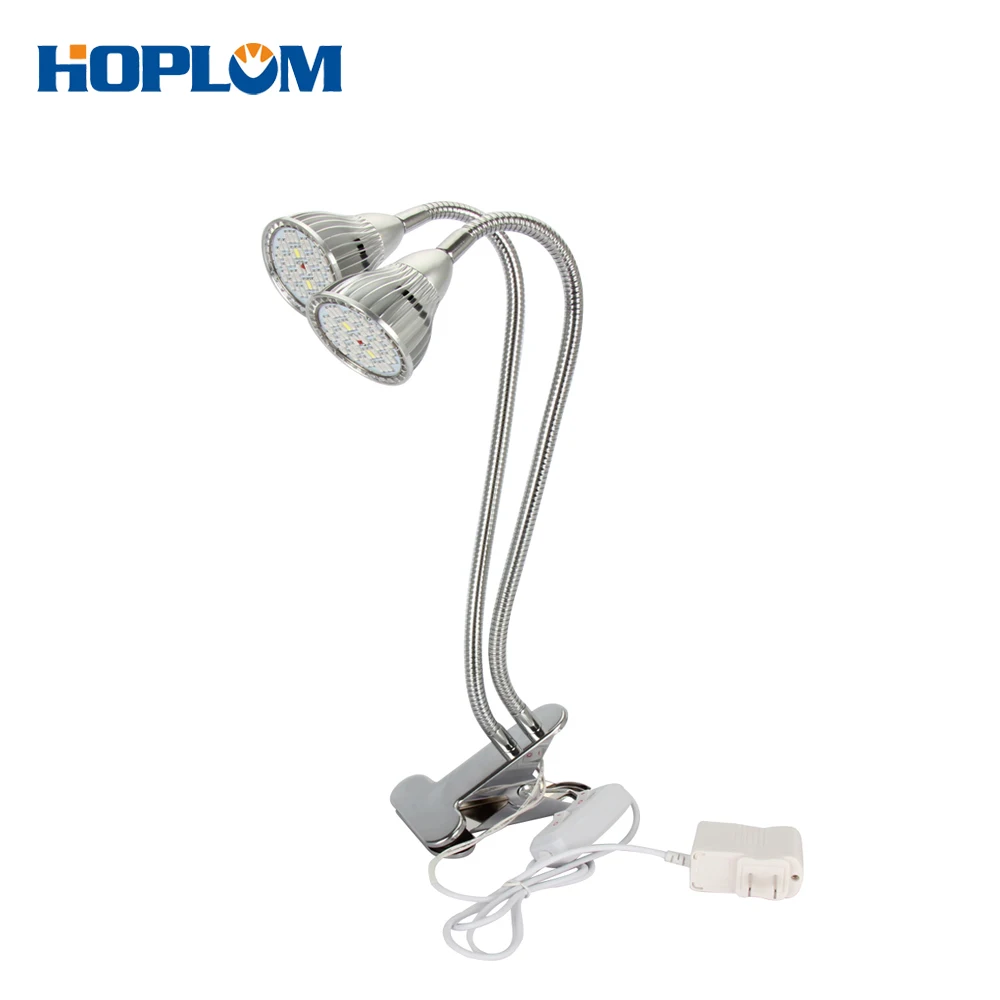 

Dual Head Full Spectrum 60W Led Grow Light Desk Clip With 360 Flexible Swivel Gooseneck Double on/off Switch for Indoor Plants