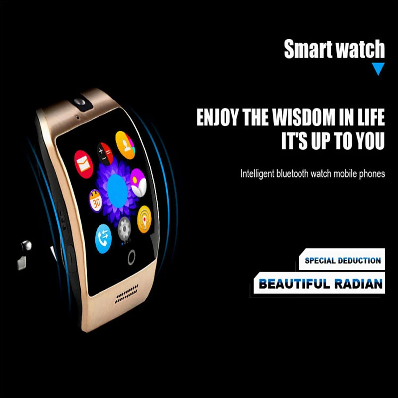 Q18 Bluetooth Smart Watch Q18 Fitness Tracker Touch Screen Support APP Download TF Sim Card Camera Dial/Call for Android Phone