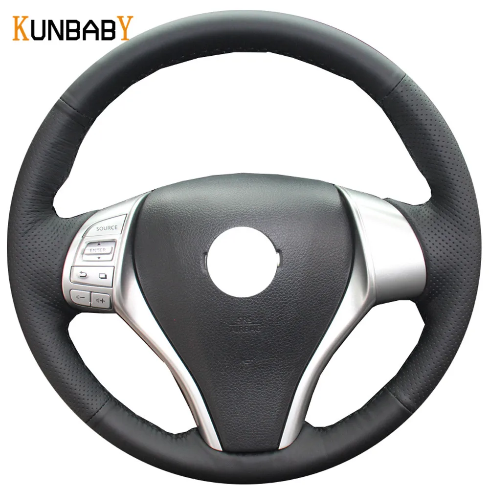 

KUNBABY Car Styling Genuine Leather Car Steering Wheel Cover for Nissan Teana Altima 2013-2016 X-Trail QASHQAI Rogue 2014-2016