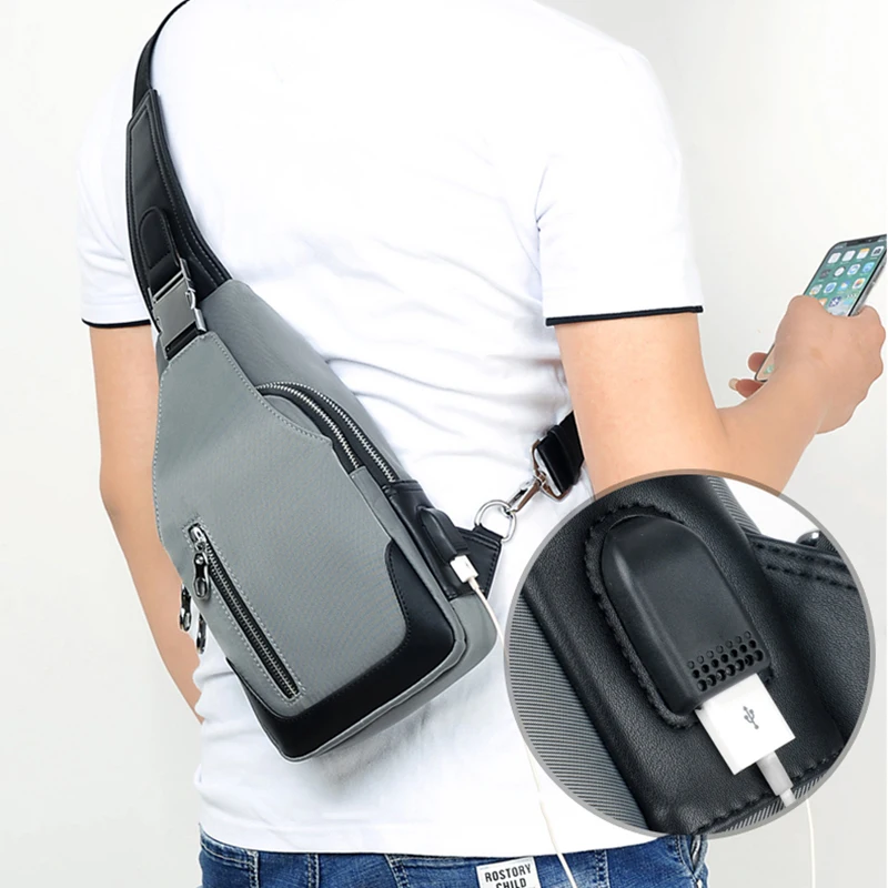 YABEISHINI New Arrival Crossbody Bags Men Chest Pack Unisex USB Charge Anti Theft Messengers Bag Trip Waterproof Shoulder Bag YABEISHINI New Arrival Crossbody Bags Men Chest Pack Unisex USB Charge Anti Theft Messengers Bag Trip Waterproof Shoulder Bag