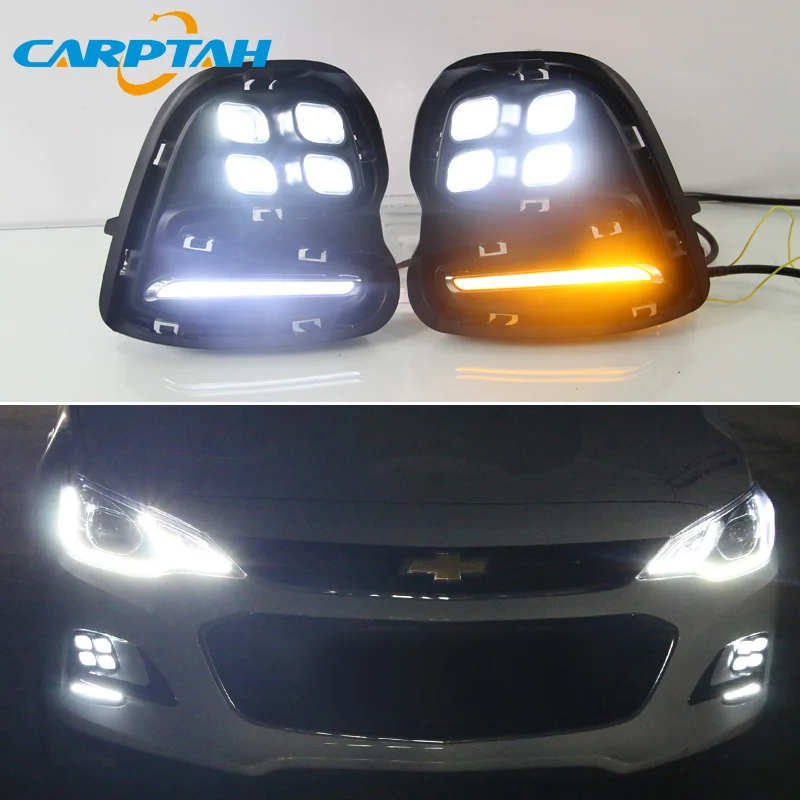 

LED Daytime Running Light For Chevrolet Cavalier 2016 2017 2018 Waterproof Yellow Turn Signal Indicator Light Fog Lamp LED DRL