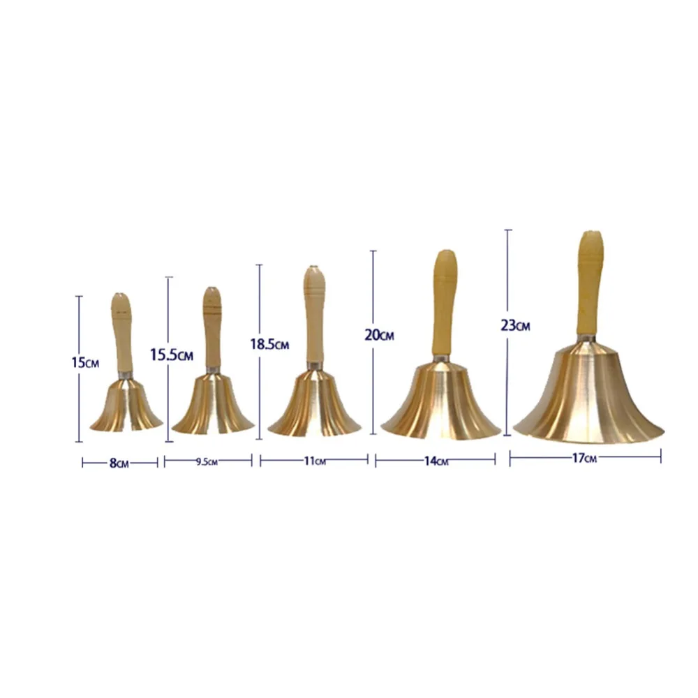 8-17 см рождественские колокольчики с деревянной ручкой медный Колокольчик для благородного приема обеденного магазина отеля церковная ручная погремушка школьная рукоять