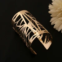 Fashion Golden Hollow Patterned Bangle Opening Cuff Barcelet Jewelry Gift A8J9 Open Bangle For Women Girl 1