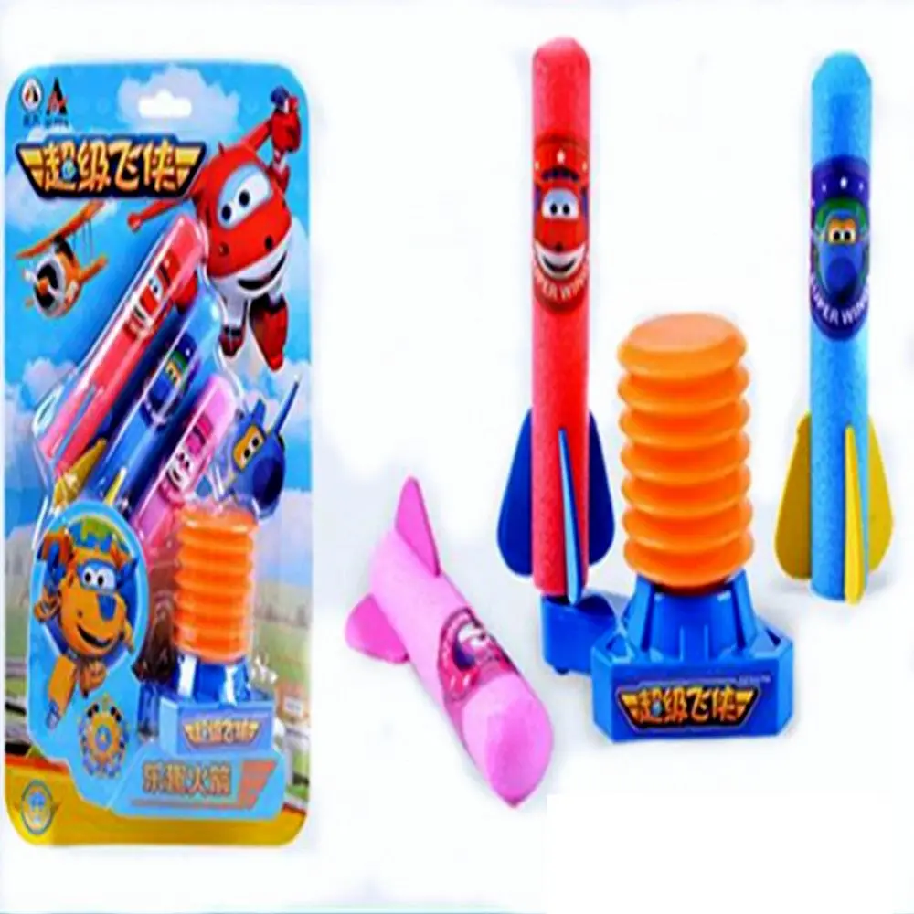 

1 Set Cartoon Super Wings Rocket Launching Airplane Model Take Off Barometric Power Light Weight Foam Outdoor Kid Gift Toy