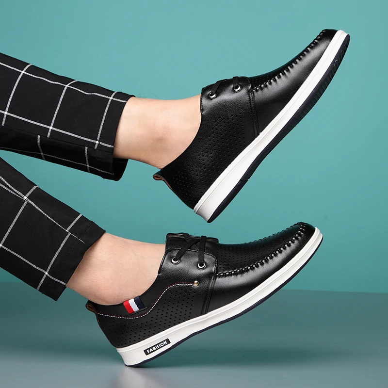 2019 New Men's Summer Loafers Shoes Leather Soft Man Casual Lacing Cutout Shoes Black Man Loafers 2019 New Men's Summer Loafers Shoes Leather Soft Man Casual Lacing Cutout Shoes Black Man Loafers