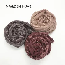 Привет-Q модный однотонный односторонний кружевной женский шарф Мусульманский платок хиджаб платок-бандана женская накидка 10 шт. Быстрая