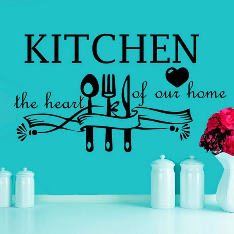 Quotes Kitchen Decals the Heart of our home PVC Removable Wall Sticker