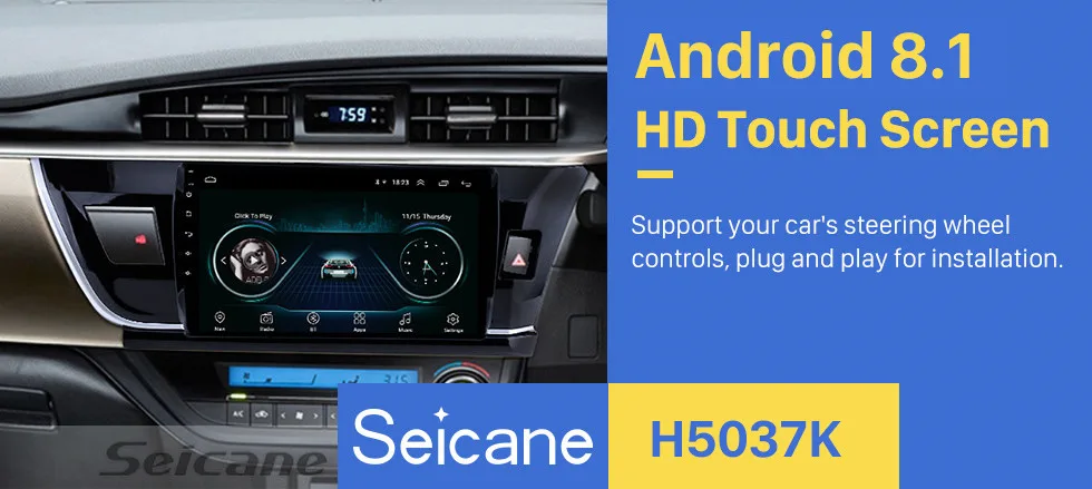Seicane Android 8,1 Автомобильный gps Navi мультимедийный плеер для Toyota Corolla правый высокий привод радио Поддержка Камера заднего вида 1080P