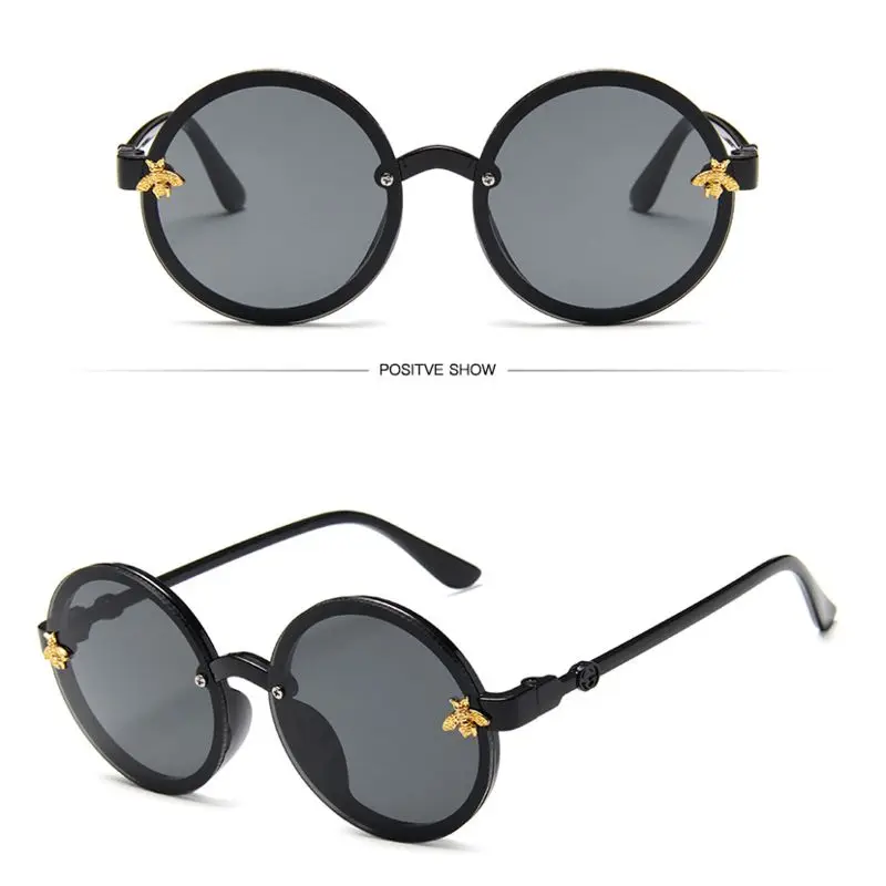 Детские солнцезащитные очки круглой изящной маленький солнцезащитные очки Украшенные пчелами UV400 Пластик спортивные солнцезащитные очки для маленьких девочек очки для мальчиков Óculos - Цвет линз: Childrens sunglasse
