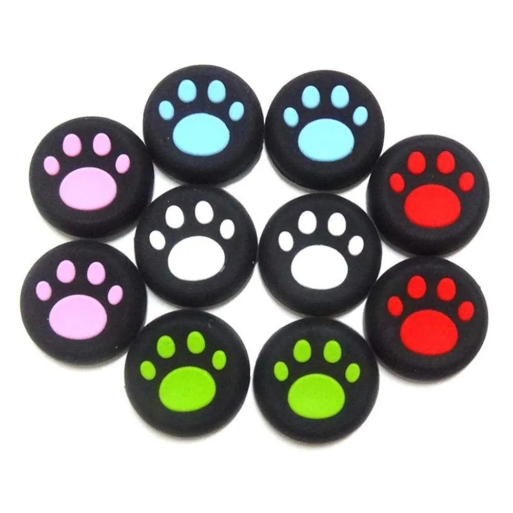 

4pcs For Nintendo Nintend Switch Controller NS Joy-con Protector catmark footmark Silicone Cap Thumb Stick Joystick Rubber Cover