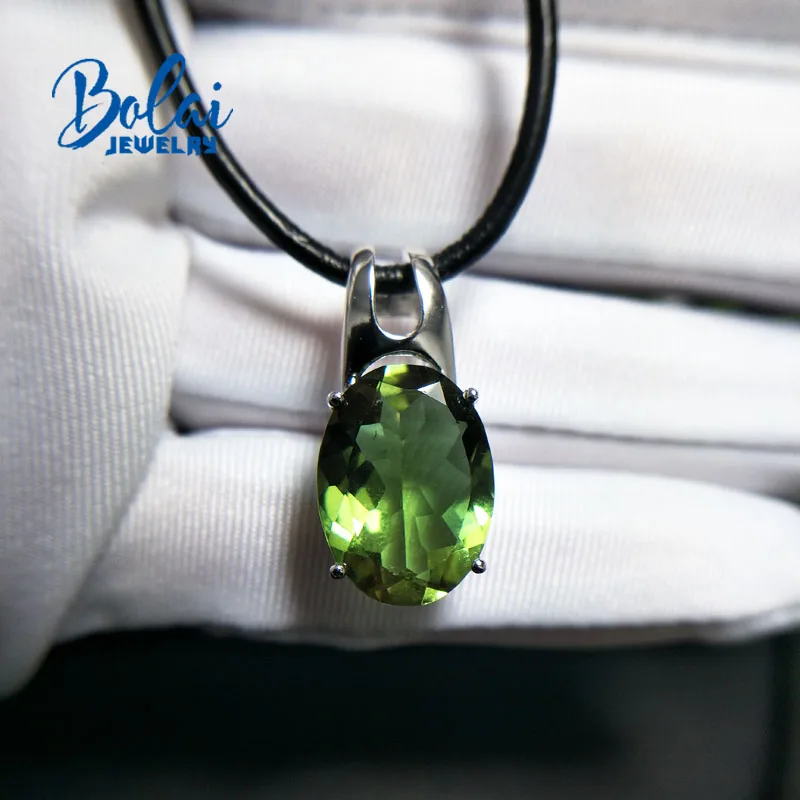 Bolaijewelry, 925 серебряная подвеска овальная 12*16 мм, создан драгоценный камень, элегантный дизайн, хорошее ювелирное изделие для женщин, повседневная одежда