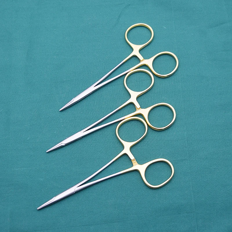 

12.5cm Needle Clamp Medical Pliers Golden color Handle Surgical Forceps Double Eyelid Cosmetic Plastic Surgery Needle Holder