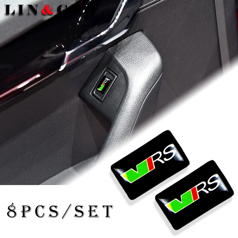 

8pcs Car styling Steering wheel 3D small Emblem Sticker Wheel Decal Fit for skoda VRS octavia fabia rapid yeti superb Sticker