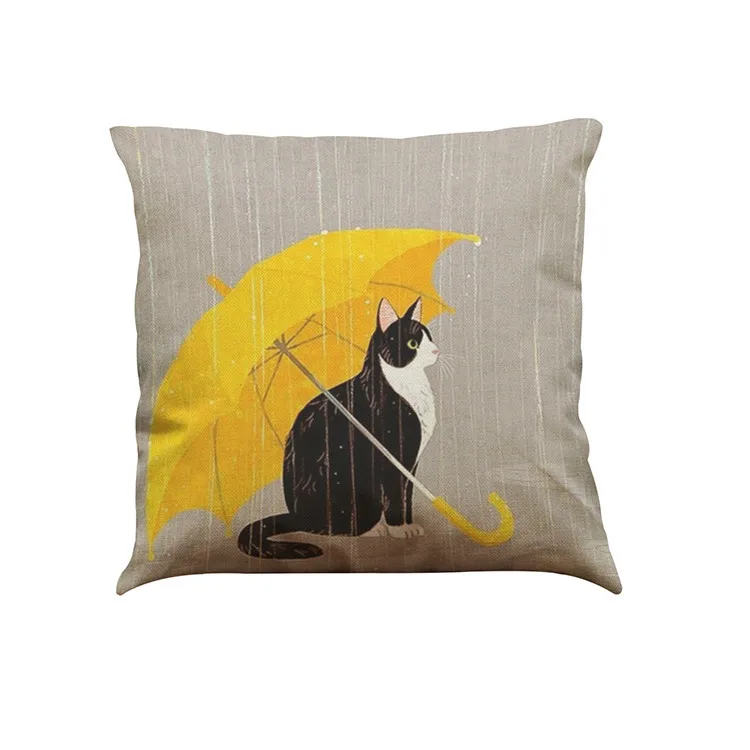 

Cute Cat Printed Pillow Covers Sofa Bed Home Decoration Festival Pillow Case High Quality Cotton Lines Cushion Cover Home Decor