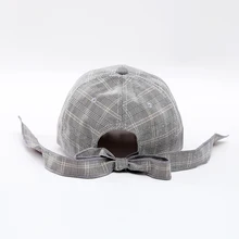 Новая грациозная клетчатая шляпа Женская бейсбольная кепка Женская кружевная Кепка бант изгиб шляпа