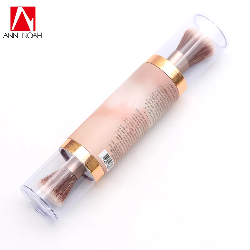 

1pcs Special Design Metal Handle 2-in-1 Double Ended Flushed Perfect Highlighter Bronzer Blush MultiFunction Brush