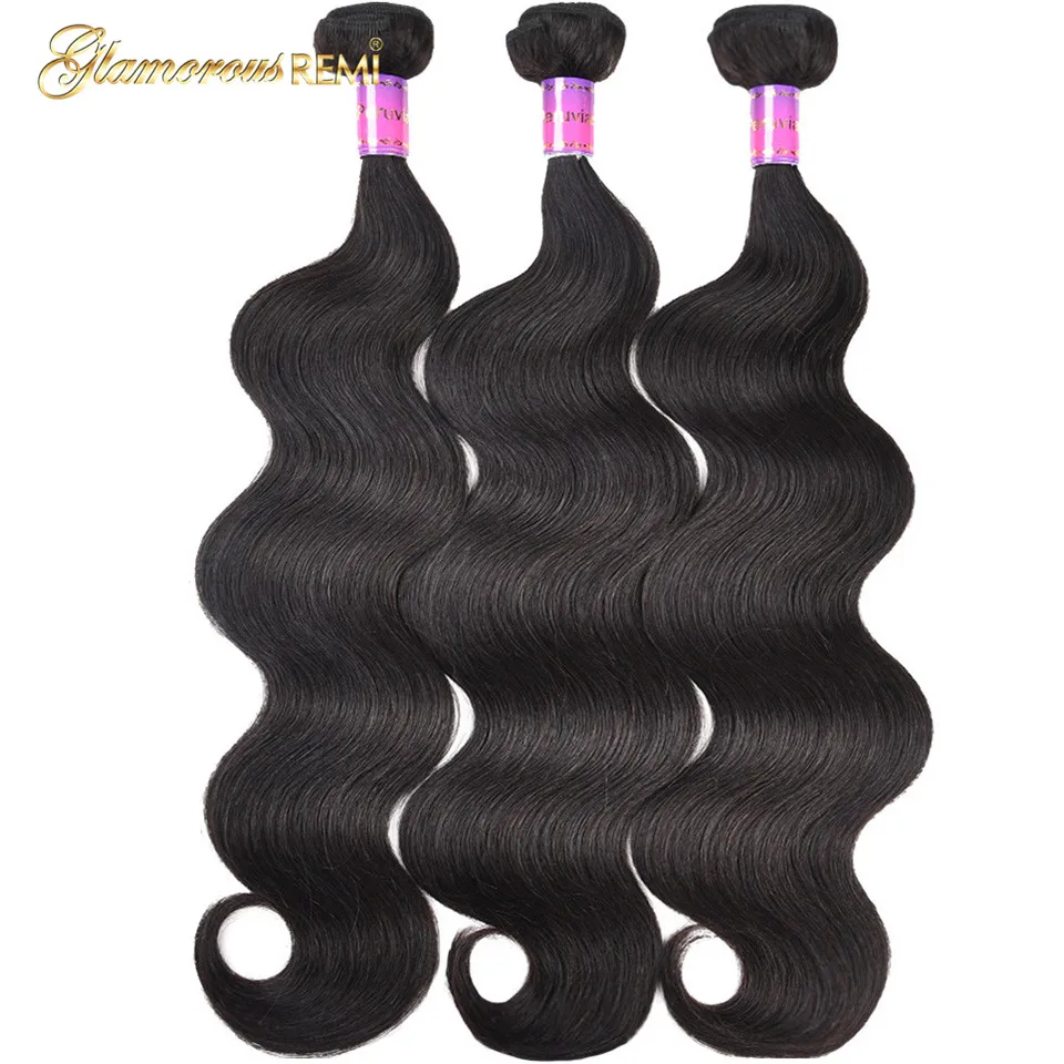 Peruvian Body Wave Hair Weave Bundles Natural Black Color 100% Human Hair Weaving 1/3/4 Piece 8-26inch Remy Hair Extension