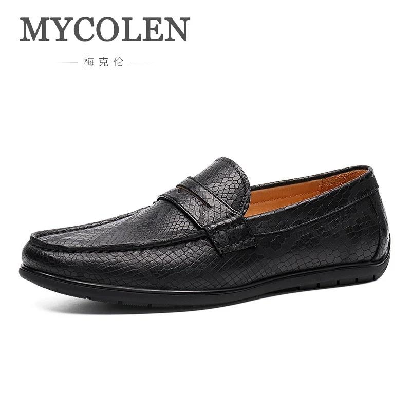 MYCOLEN 2019 Осенняя кожаная обувь Для мужчин в британском стиле Повседневное Для мужчин брендовая, Дизайнерская кожаная обувь без шнуровки;