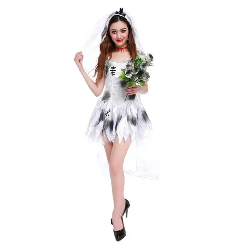 Хэллоуин невеста жених идея пары костюм Взрослый нарядное платье Ходячие мертвецы зомби