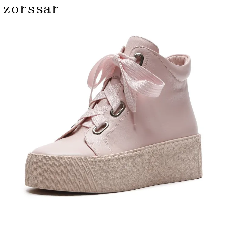 {Zorssar} Fashion boots women 2018 Autumn winter ladies shoes Genuine Leather high heels platform ankle boots women Martin boots