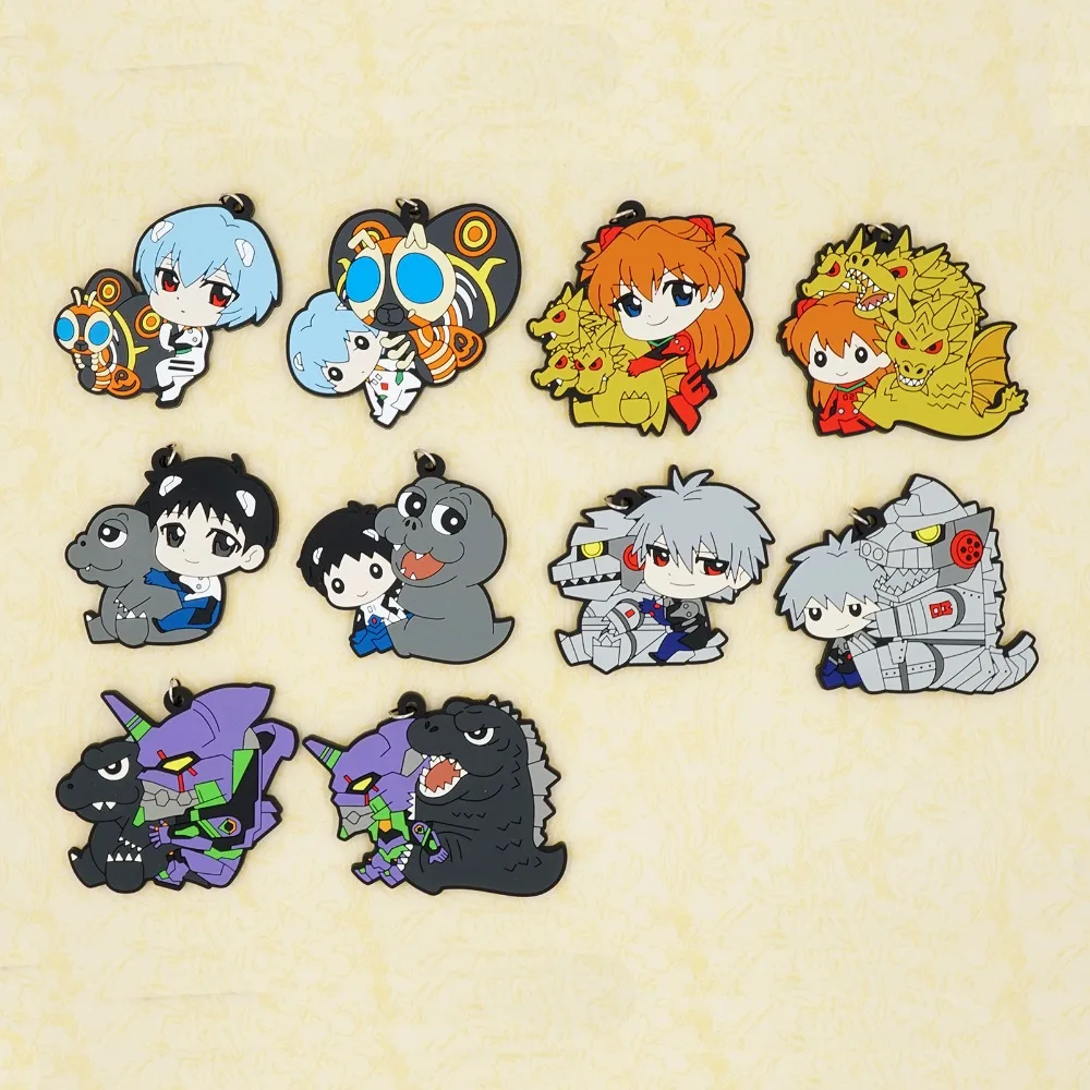 

Neon Genesis Evangelion Anime Rei Ayanami Asuka Kaworu Nagisa Shinji Ikari EVA00 PROPOTYPE Kaiju Rubber Keychain
