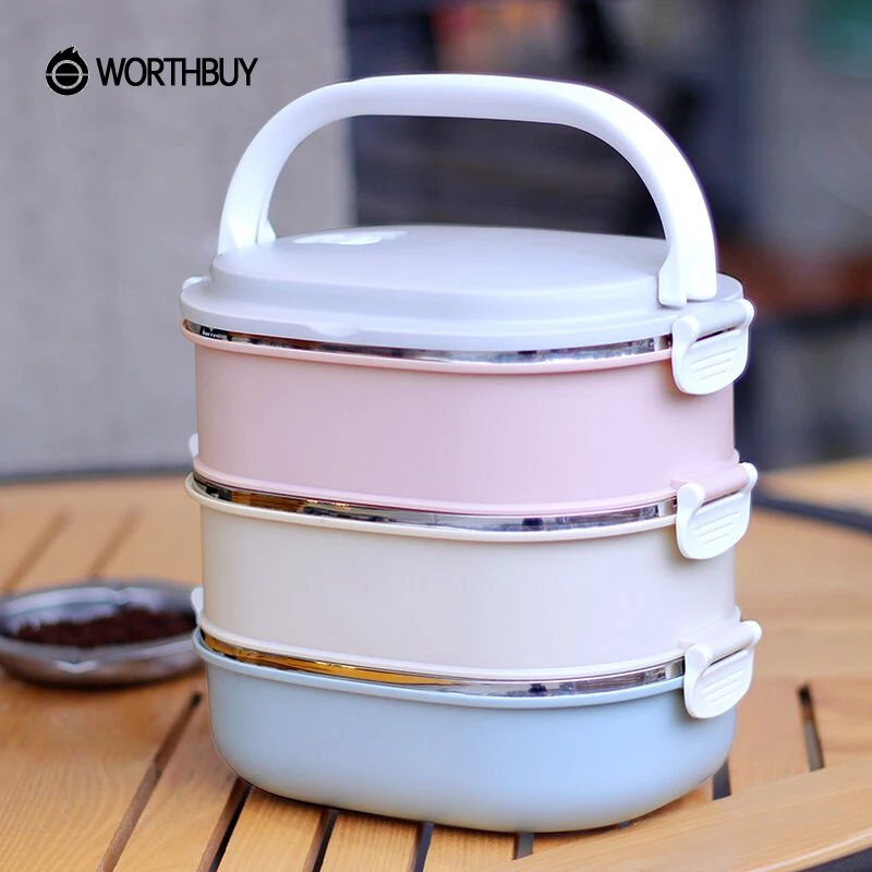 WORTHBUY 304 Stainless Steel Lunch Box For Kids Japanese Bento Portable School Picnic Food Container Thermal box | Дом и сад