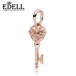 EDELL 925 пробы 100% Серебряный Новый 387725 Роза Regal ключ ожерелье кулон личность темперамент Тонкий розовое золото женская подвеска