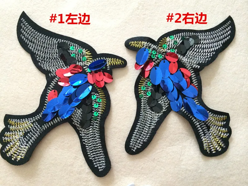 

one pair sequins Embroidered bird patch sweater decoration applique vintage embroidered birds