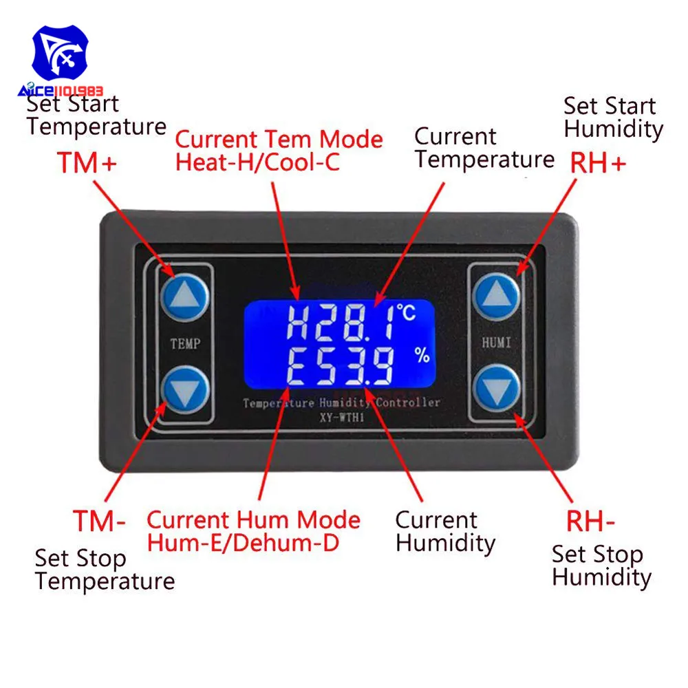 DC 6-30 в 10A ЖК-цифровой дисплей термостат с SHT20 датчик температуры и влажности контроллер двухканальный релейный модуль