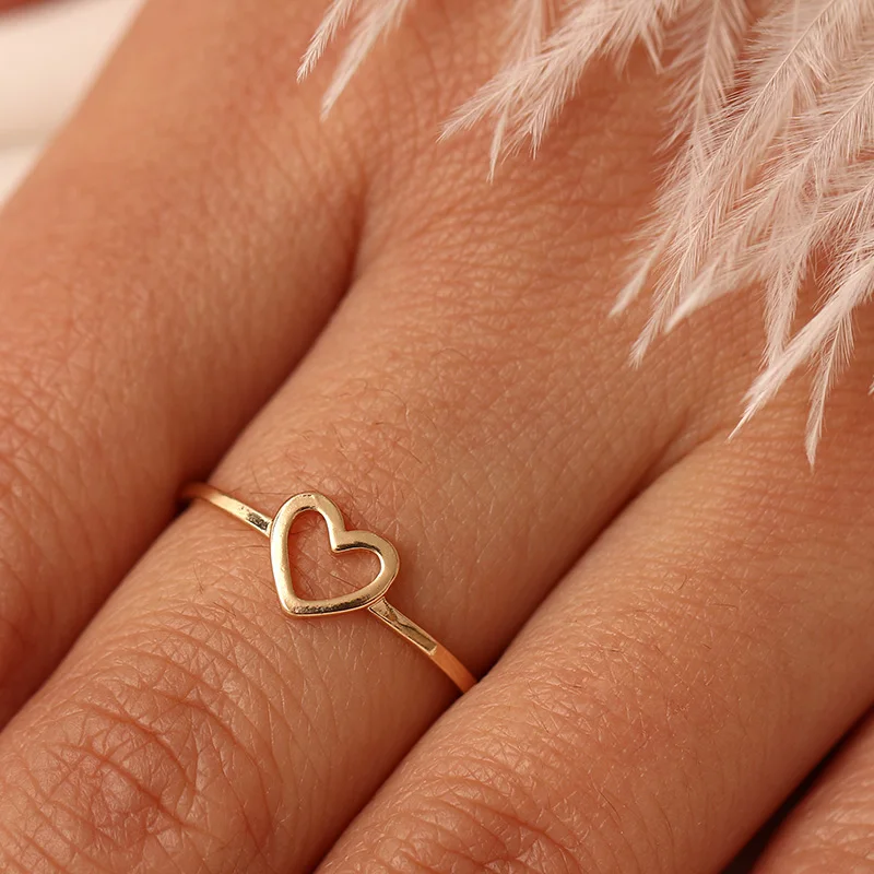 RscvonM Fashion Gold Silver Color Heart Shaped Wedding Ring for Woman Female Statement Engagement Party Jewelry Dropshipping
