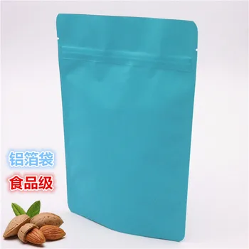 

Retail 100Pcs/Lot 10*15cm Zipper Matte Blue Stand Up Aluminum Foil Valve Bag Doypack Food Storage Heat Seal Pure Mylar Pack Bag