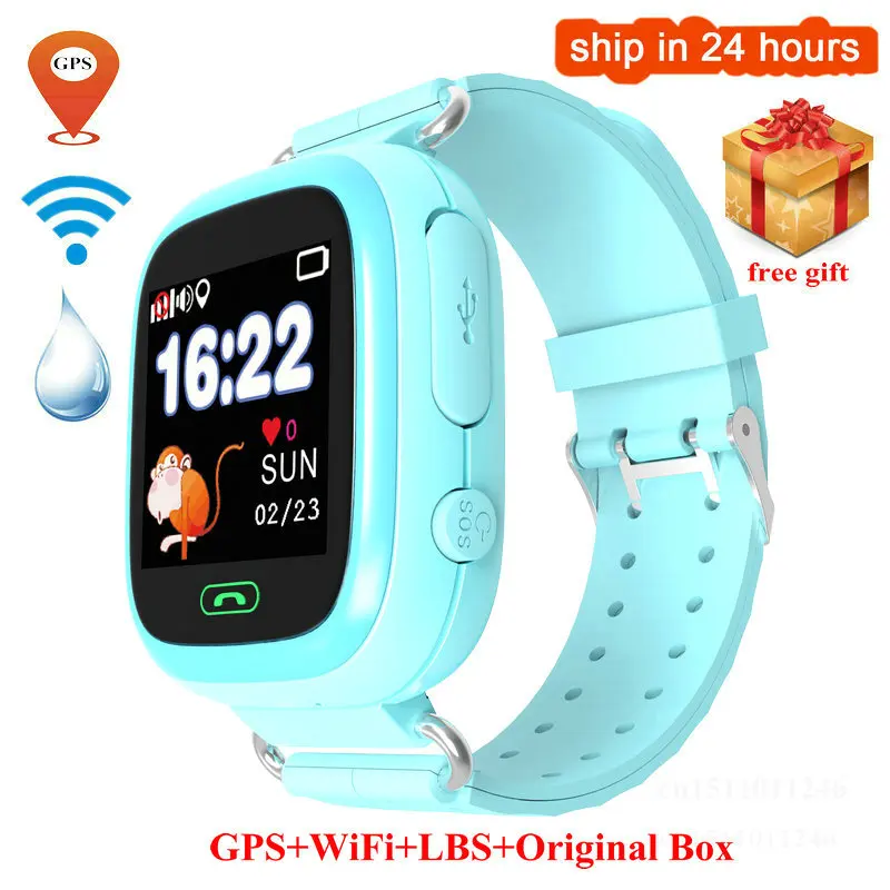 Горячие Q90S умные детские часы с GPS Детские умные часы с GPS и функцией SOS цветной сенсорный экран wifi водонепроницаемые умные детские часы Andriod IOS - Цвет: Blue Watch